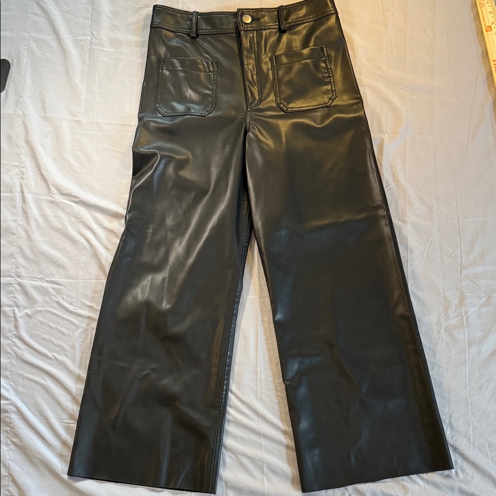 Zara Black Faux Leather Trousers